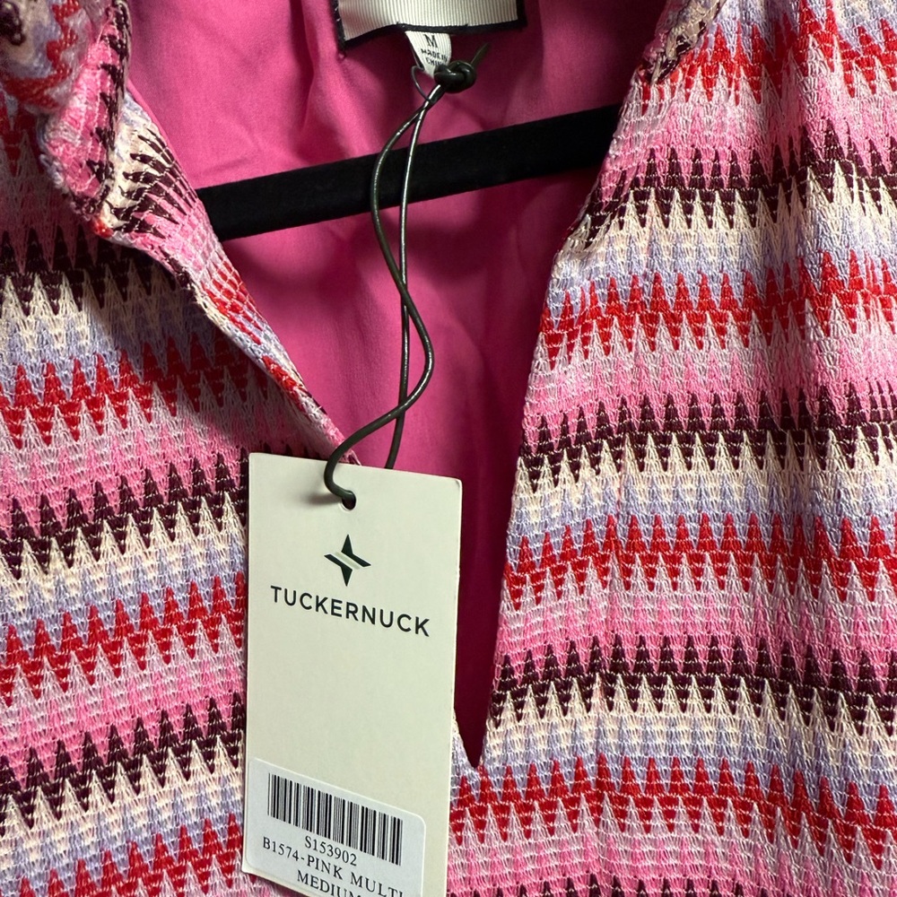 Tuckernuck Pink and Red Zigzag Blouse